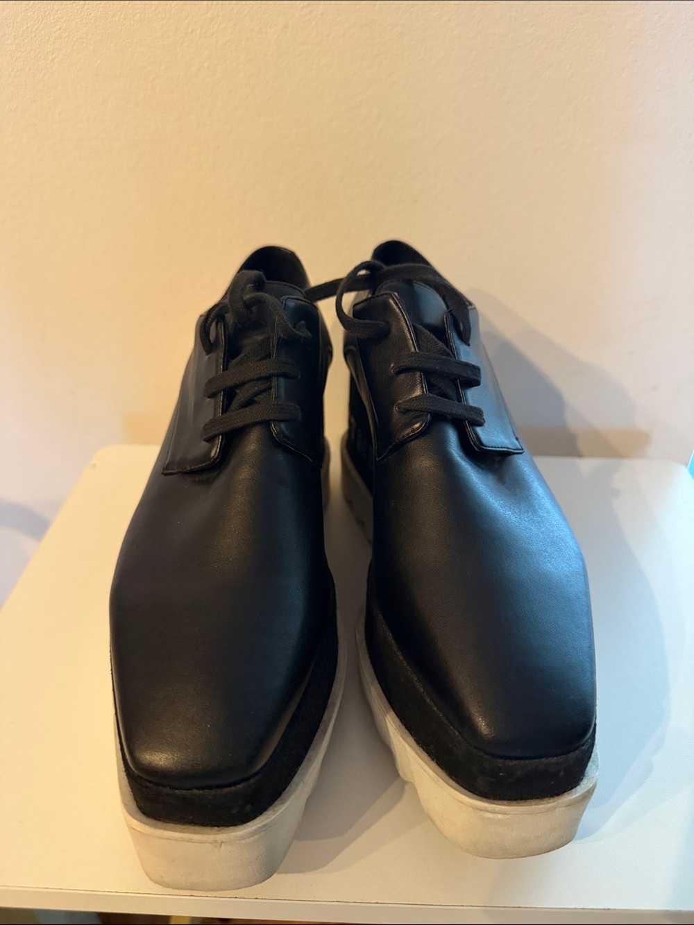 Stella McCartney Black Platform Lace-Up Oxfords with Embellished Branding - Picture 3 of 16